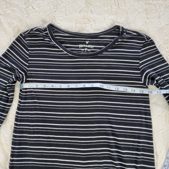 AEO American Eagle Soft & Sexy Striped Long Sleeve Black and White Top, Size XS - Picture 5 of 7